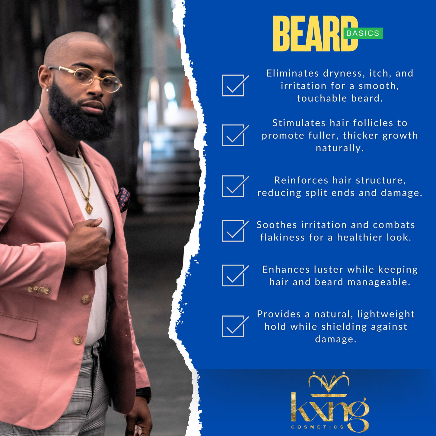 KXNG Cosmetics Beard Butter - Organic Beard Softener & Hydrator for Men (4 oz)