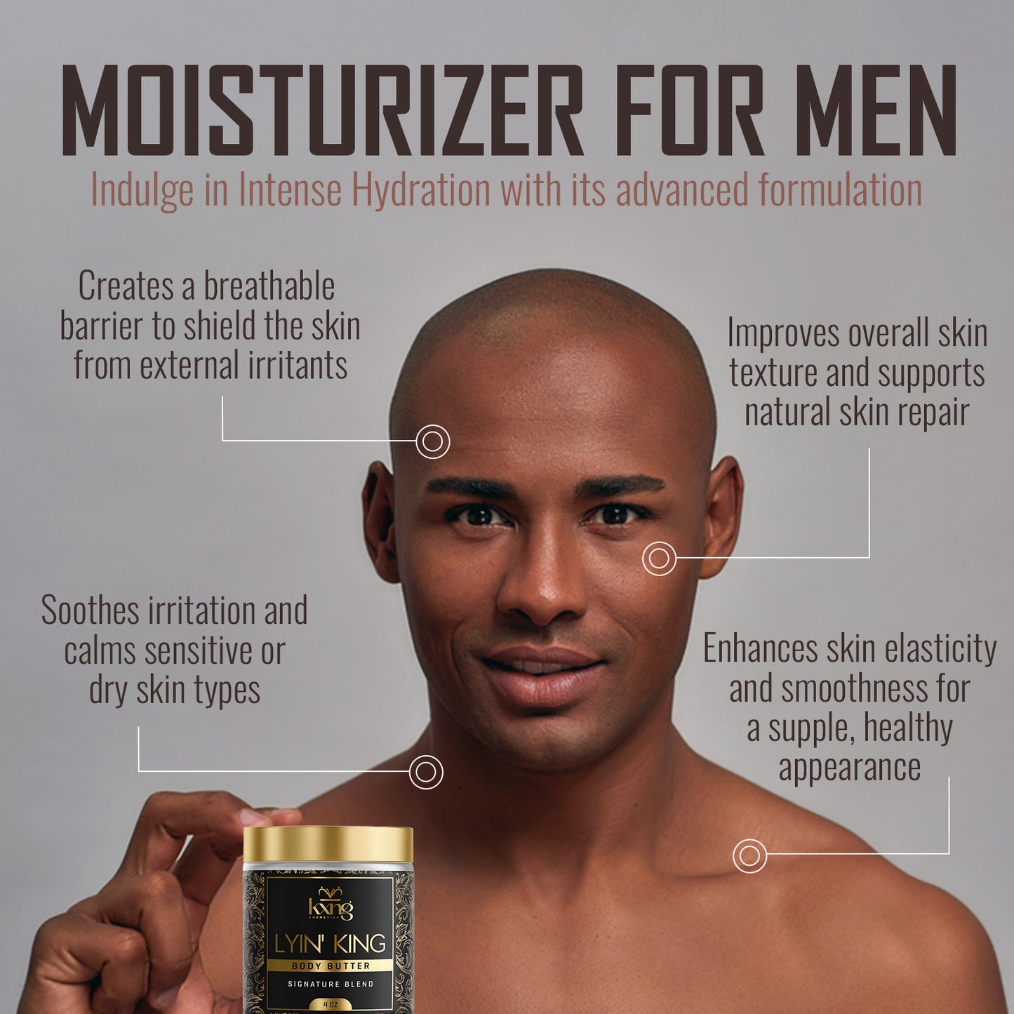 KXNG Cosmetics Body Butter - Organic Moisturizer for Men (Lyin' King)