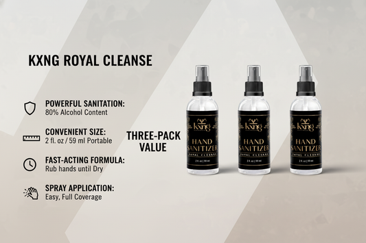 KXNG Cosmetics - Royal Cleanse Hand Sanitizer - 2 oz (Pack of 3)