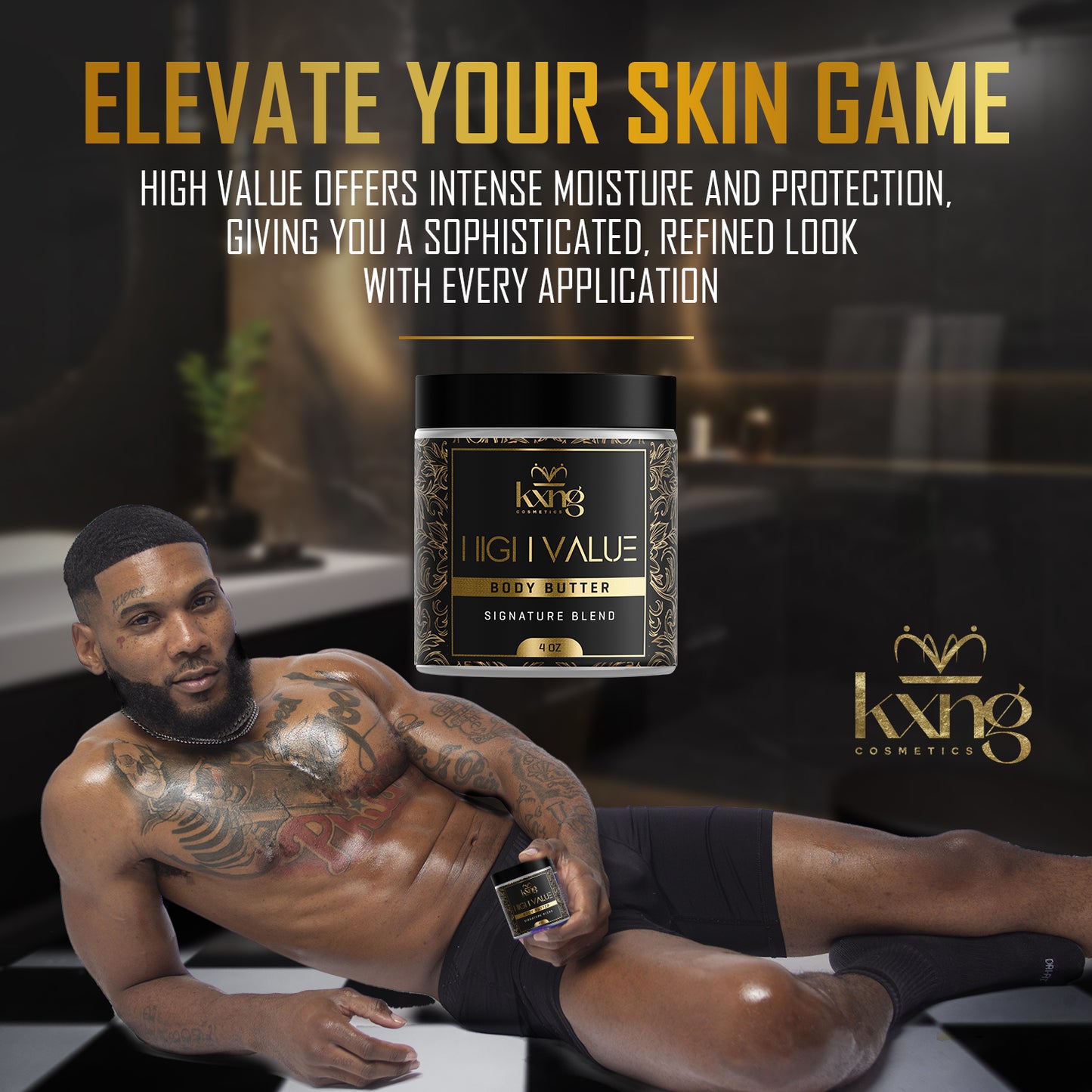 KXNG Cosmetics Body Butter - Organic Moisturizer for Men (High Value)