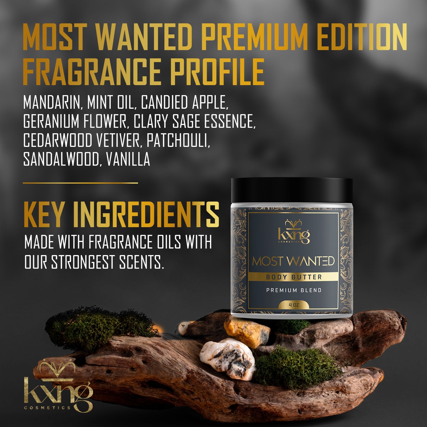 KXNG Cosmetics Body Butter - Organic Moisturizer for Men and Women (Most Wanted)