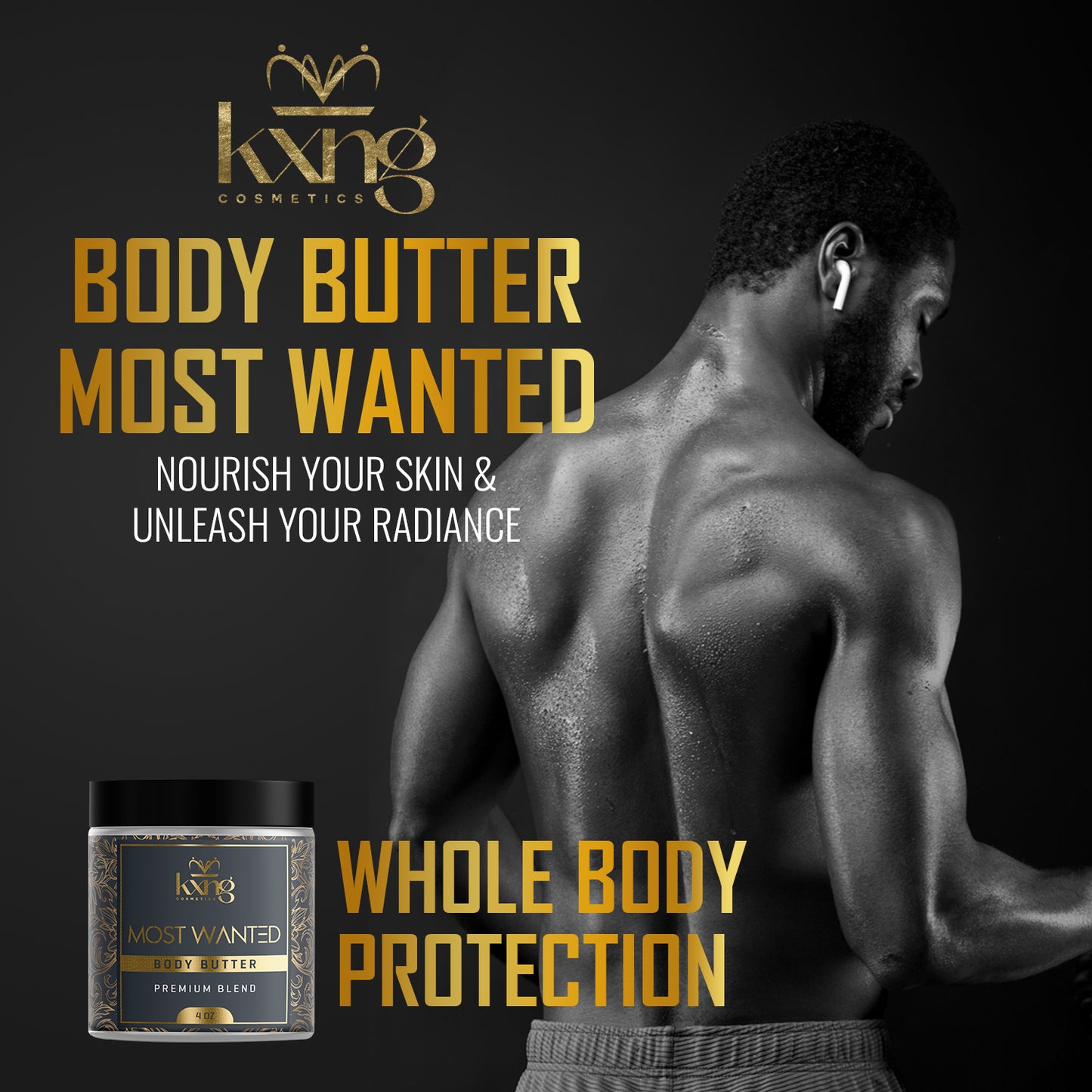 KXNG Cosmetics Body Butter - Organic Moisturizer for Men and Women (Most Wanted)