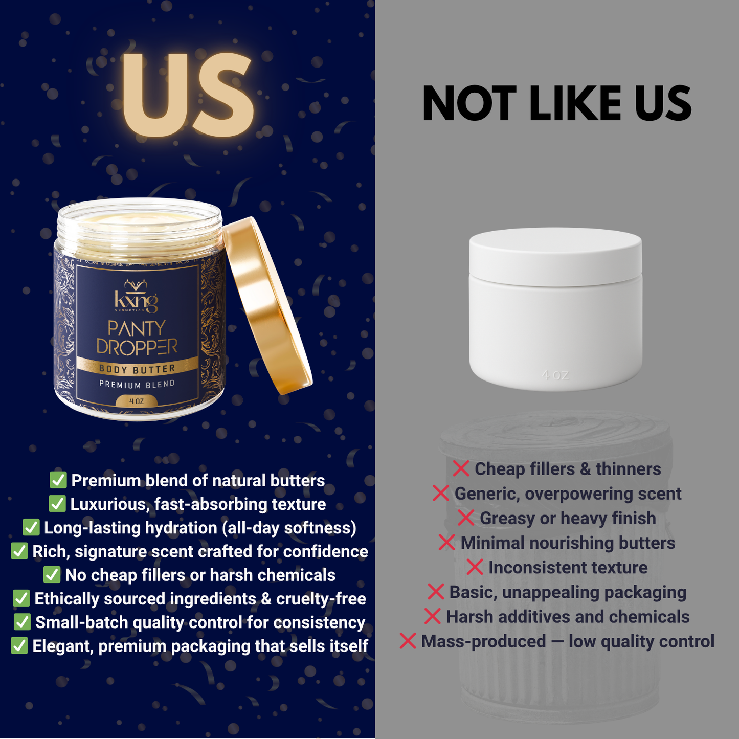 KXNG Cosmetics Body Butter - Organic Moisturizer for Men (Panty Dropper)