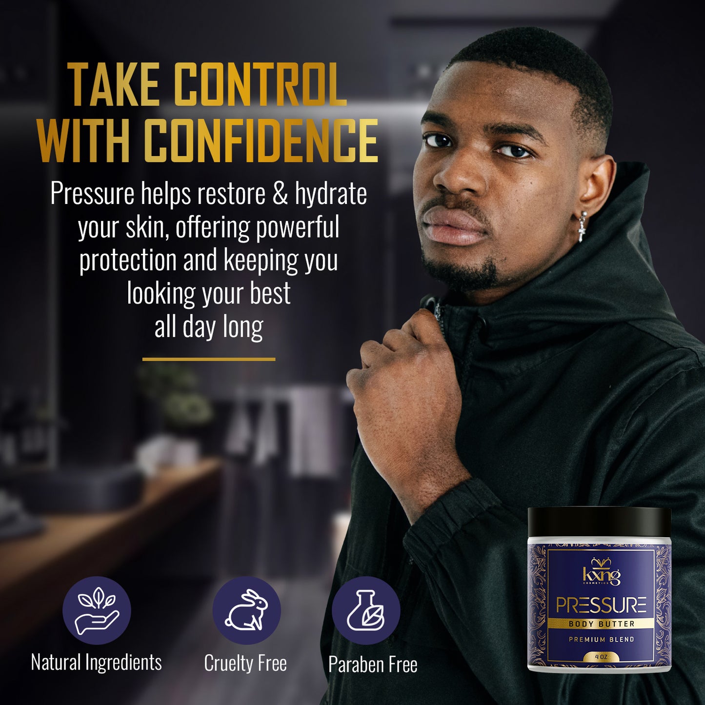 KXNG Cosmetics Body Butter - Organic Moisturizer for Men (Pressure)