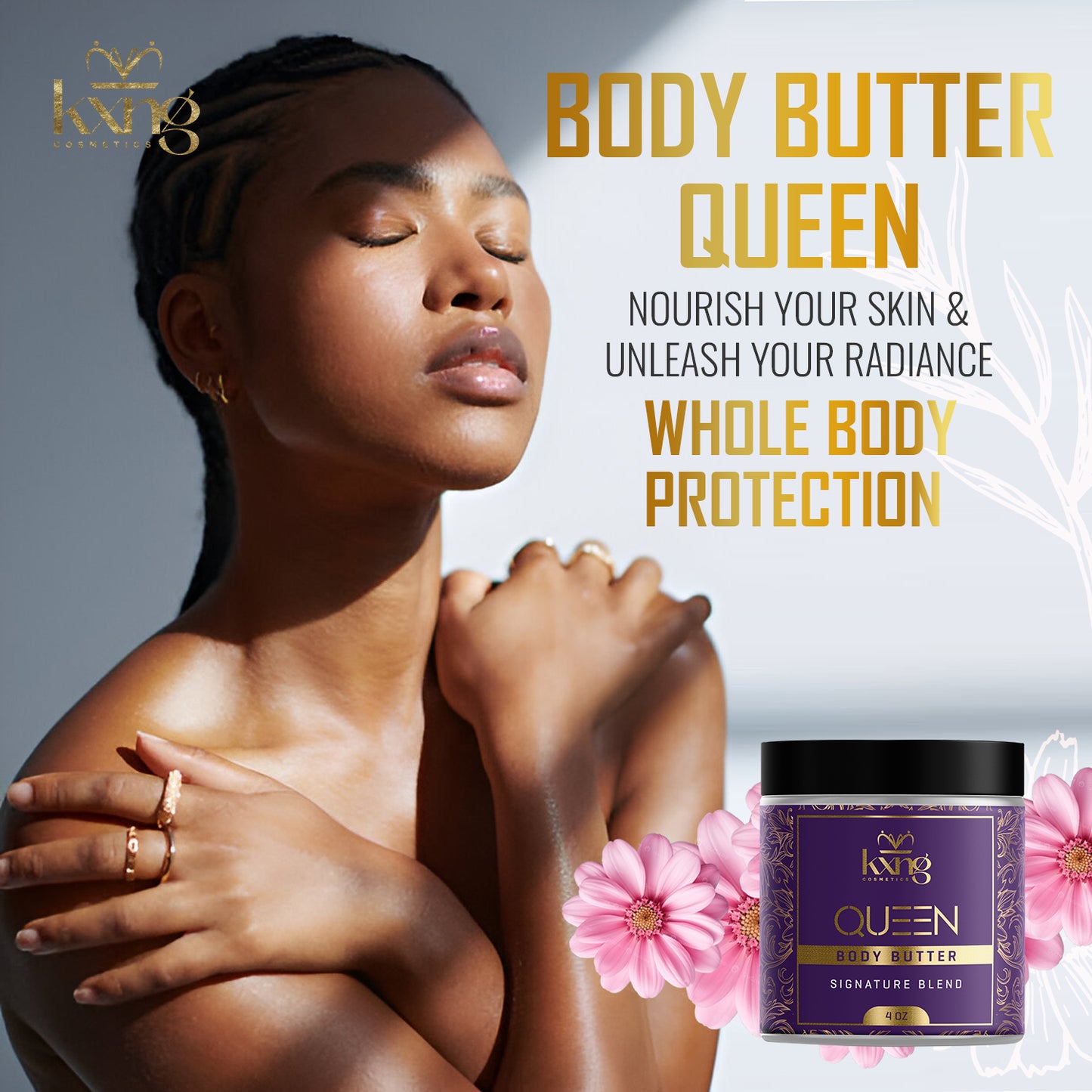KXNG Cosmetics Body Butter - Organic Moisturizer for Women (Queen)