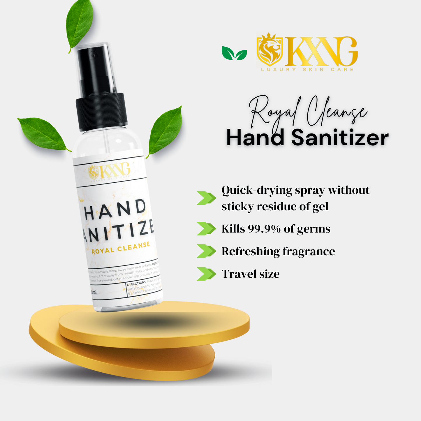 KXNG Cosmetics - Royal Cleanse Hand Sanitizer - 2 oz (Pack of 3)