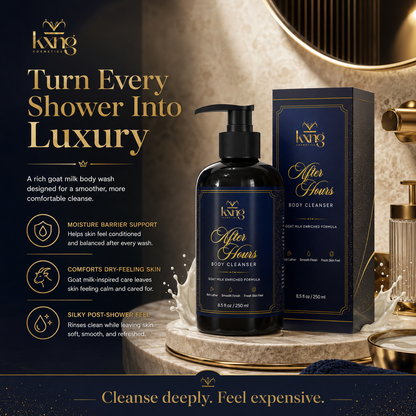 KXNG After Hours Goat Milk Body Wash vanilla cashmere scent graphic
