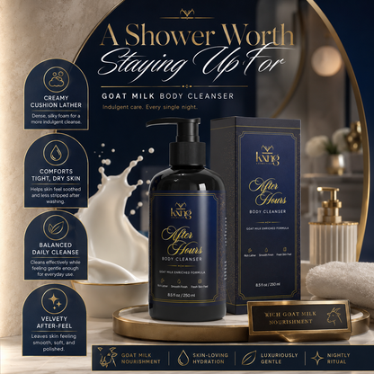 KXNG After Hours Goat Milk Body Wash cleansing routine graphic