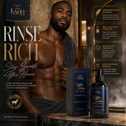 KXNG After Hours Goat Milk Body Wash daily shower care graphic