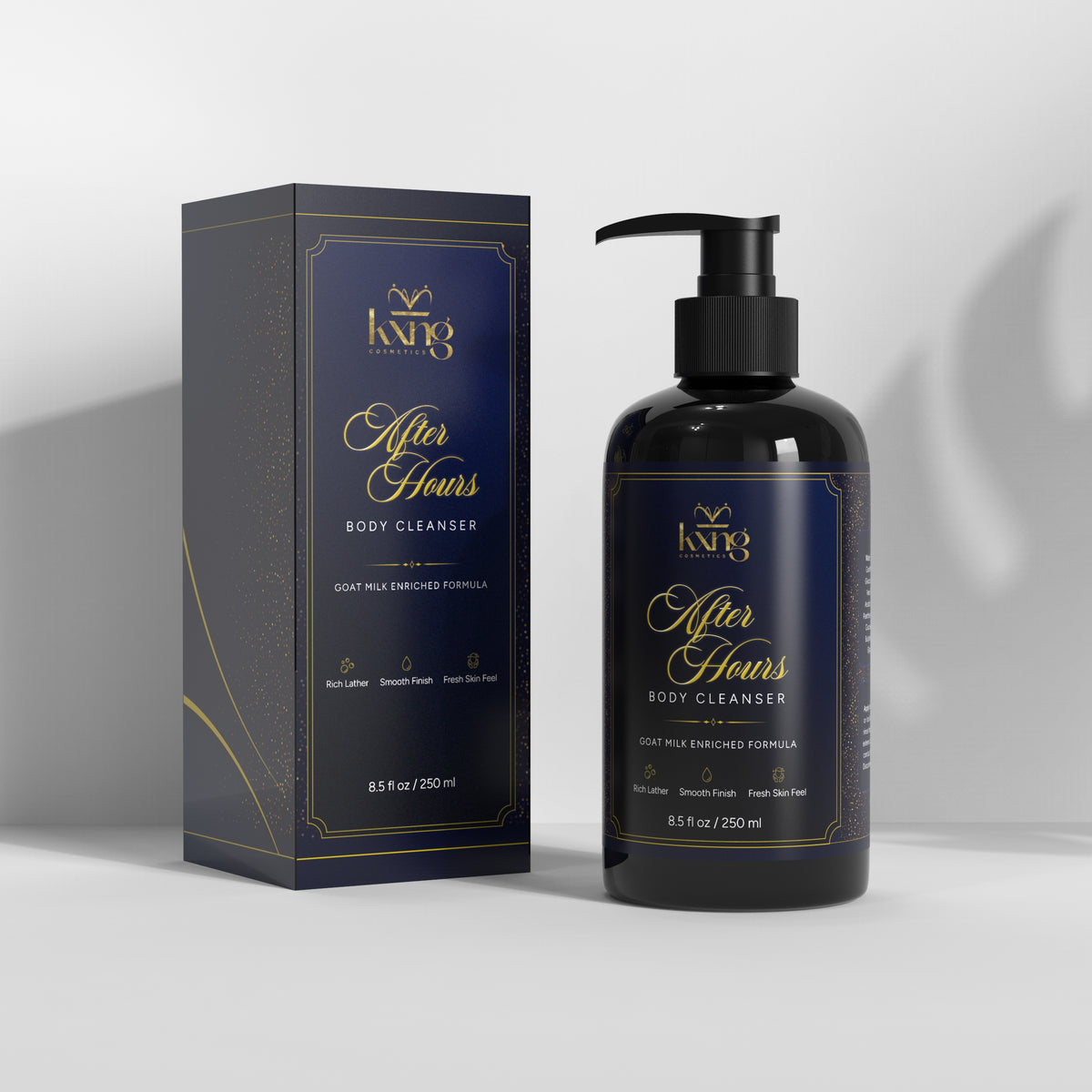 KXNG After Hours Goat Milk Body Wash label and packaging image