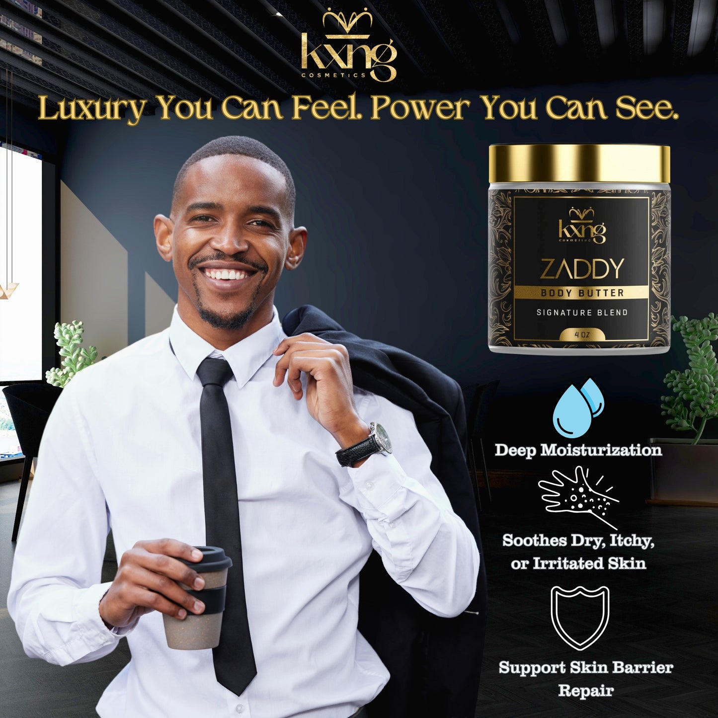 KXNG Cosmetics Body Butter - Organic Moisturizer for Men (Zaddy)