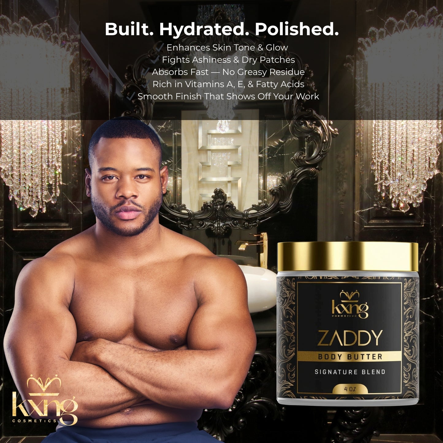 KXNG Cosmetics Body Butter - Organic Moisturizer for Men (Zaddy)