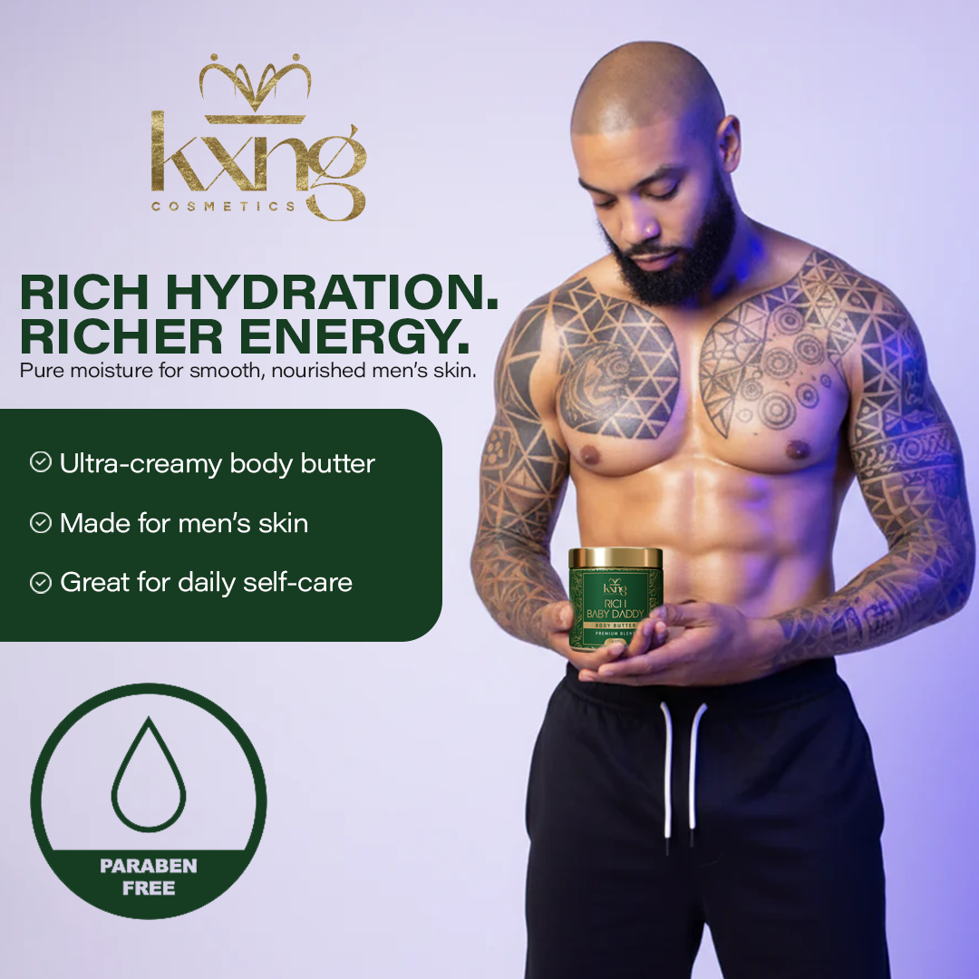 KXNG Cosmetics Body Butter - Organic Moisturizer for Men (Rich Baby Daddy)