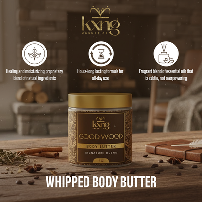 KXNG Cosmetics Body Butter - Organic Moisturizer for Men (Good Wood)