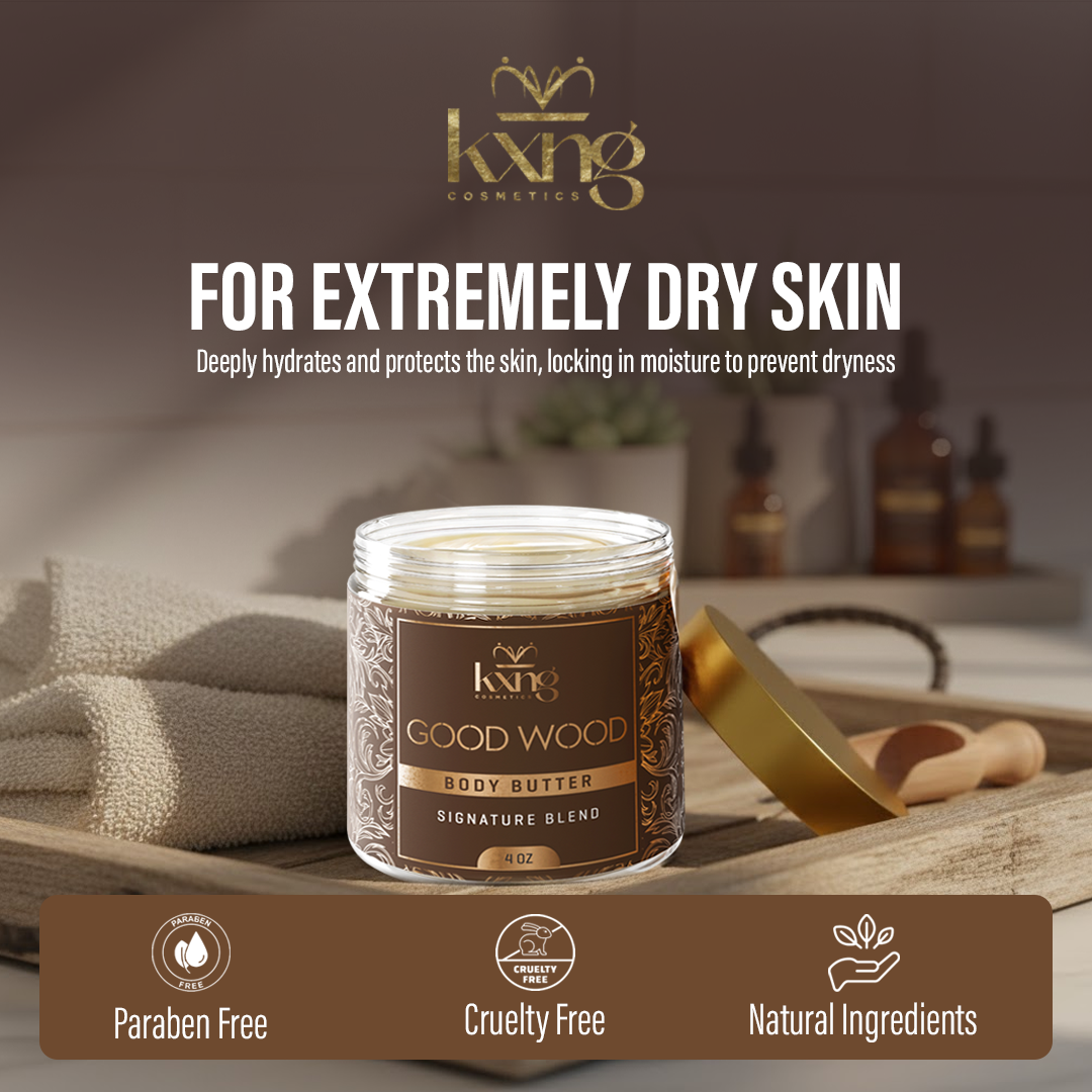 KXNG Cosmetics Body Butter - Organic Moisturizer for Men (Good Wood)