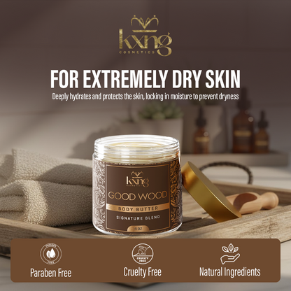 KXNG Cosmetics Body Butter - Organic Moisturizer for Men (Good Wood)