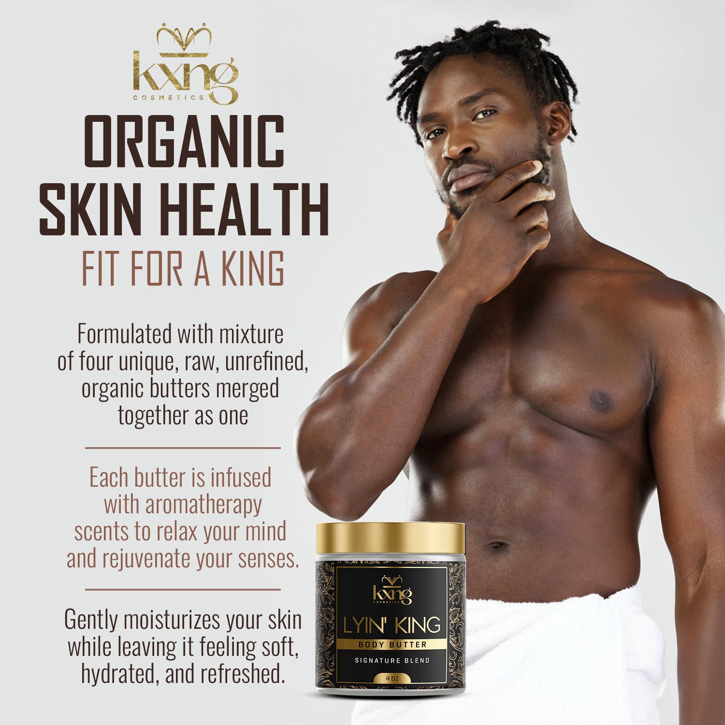 KXNG Cosmetics Body Butter - Organic Moisturizer for Men (Lyin' King)