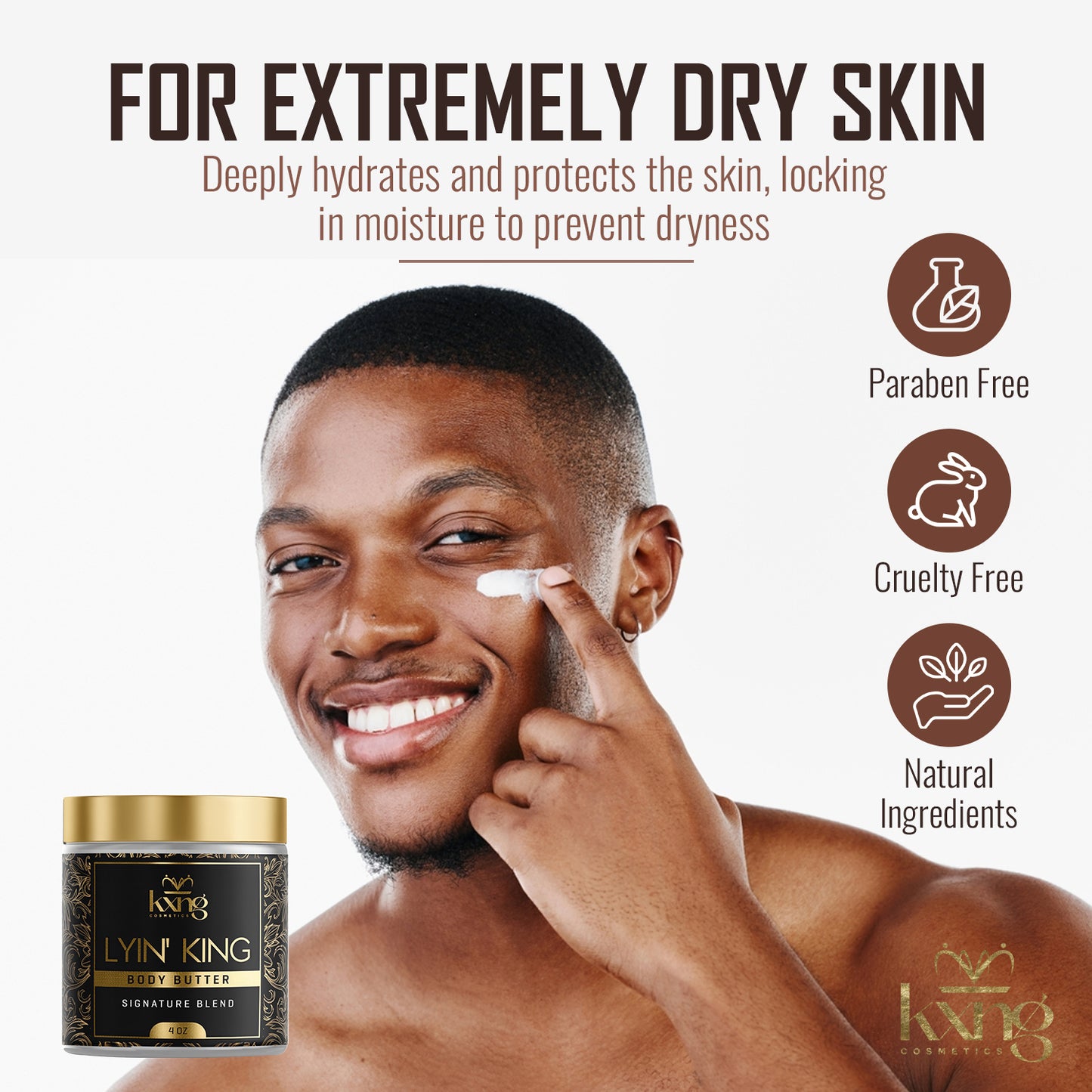 KXNG Cosmetics Body Butter - Organic Moisturizer for Men (Lyin' King)