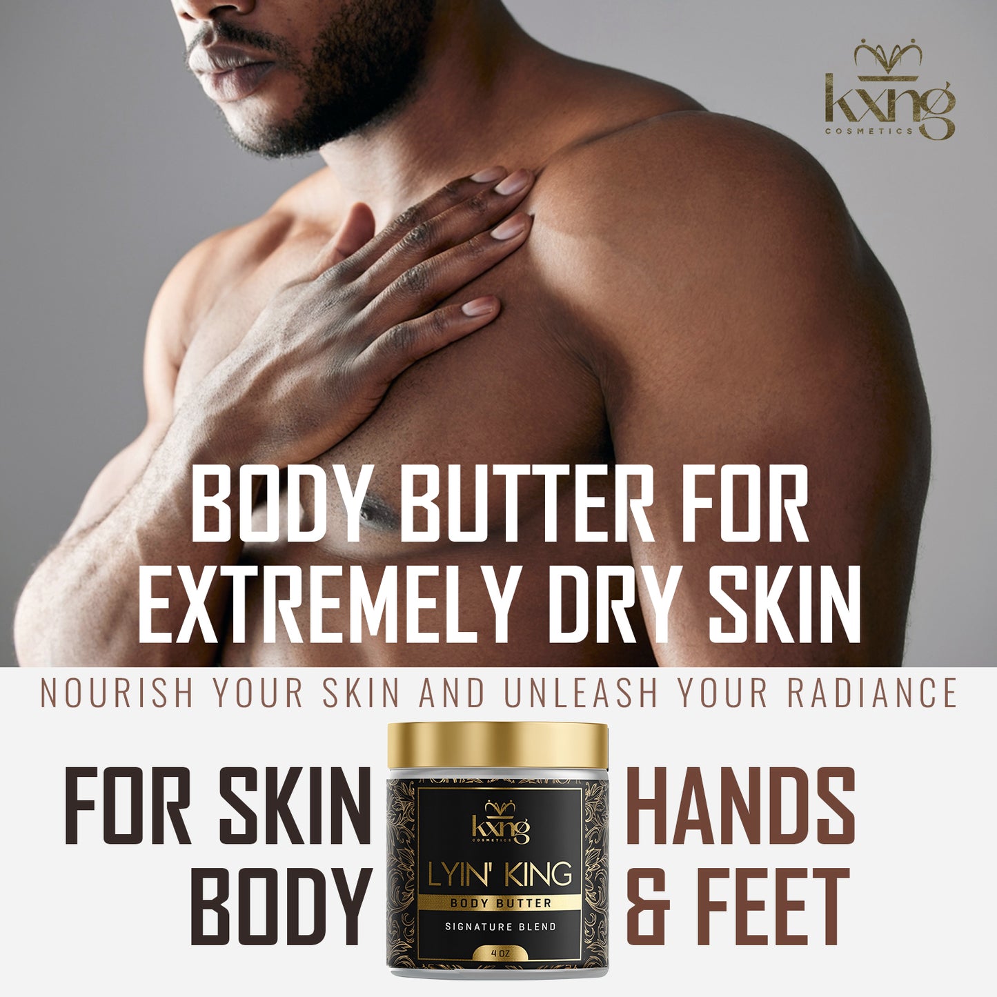 KXNG Cosmetics Body Butter - Organic Moisturizer for Men (Lyin' King)