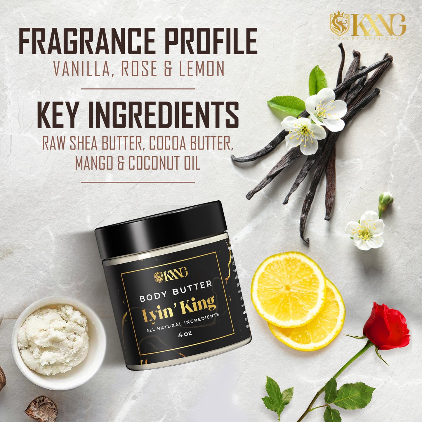 KXNG Cosmetics Body Butter - Organic Moisturizer for Men (All Skin Types)