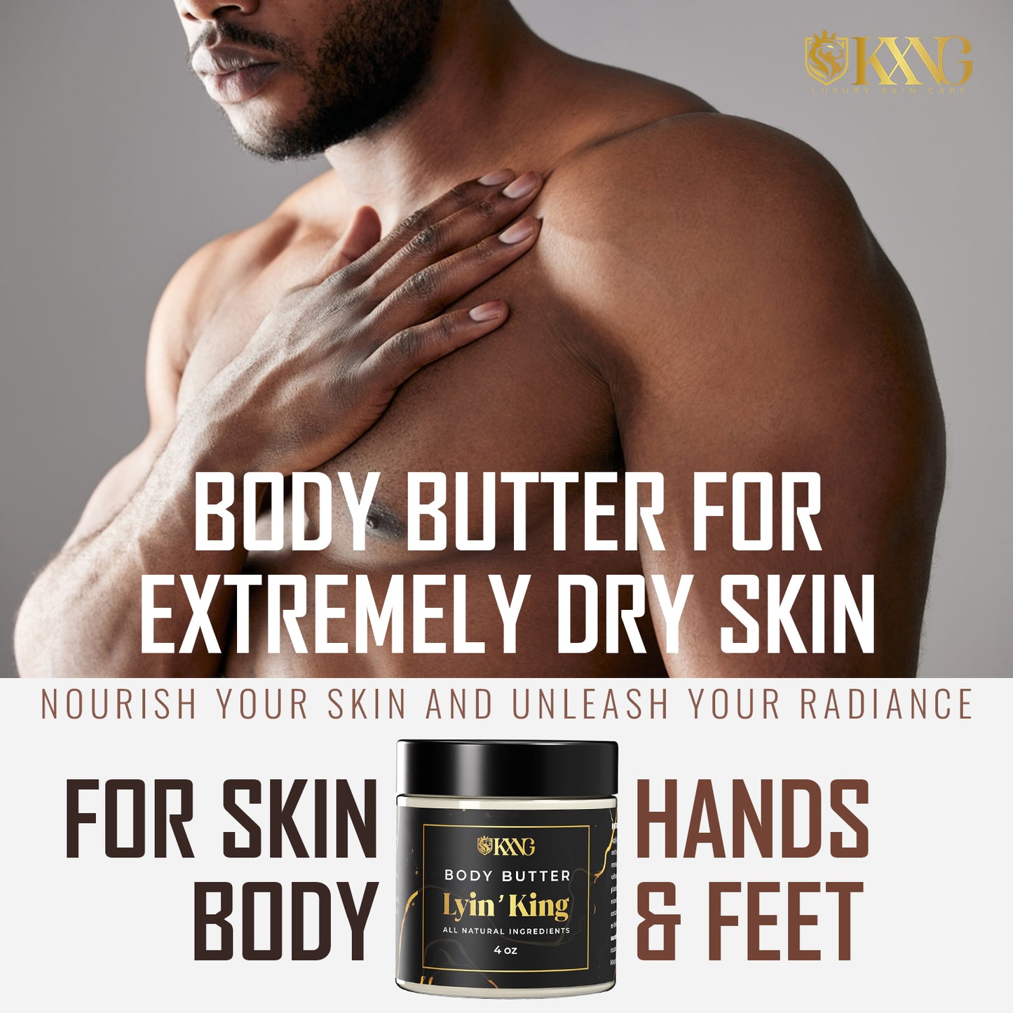 KXNG Cosmetics Body Butter - Organic Moisturizer for Men (All Skin Types)