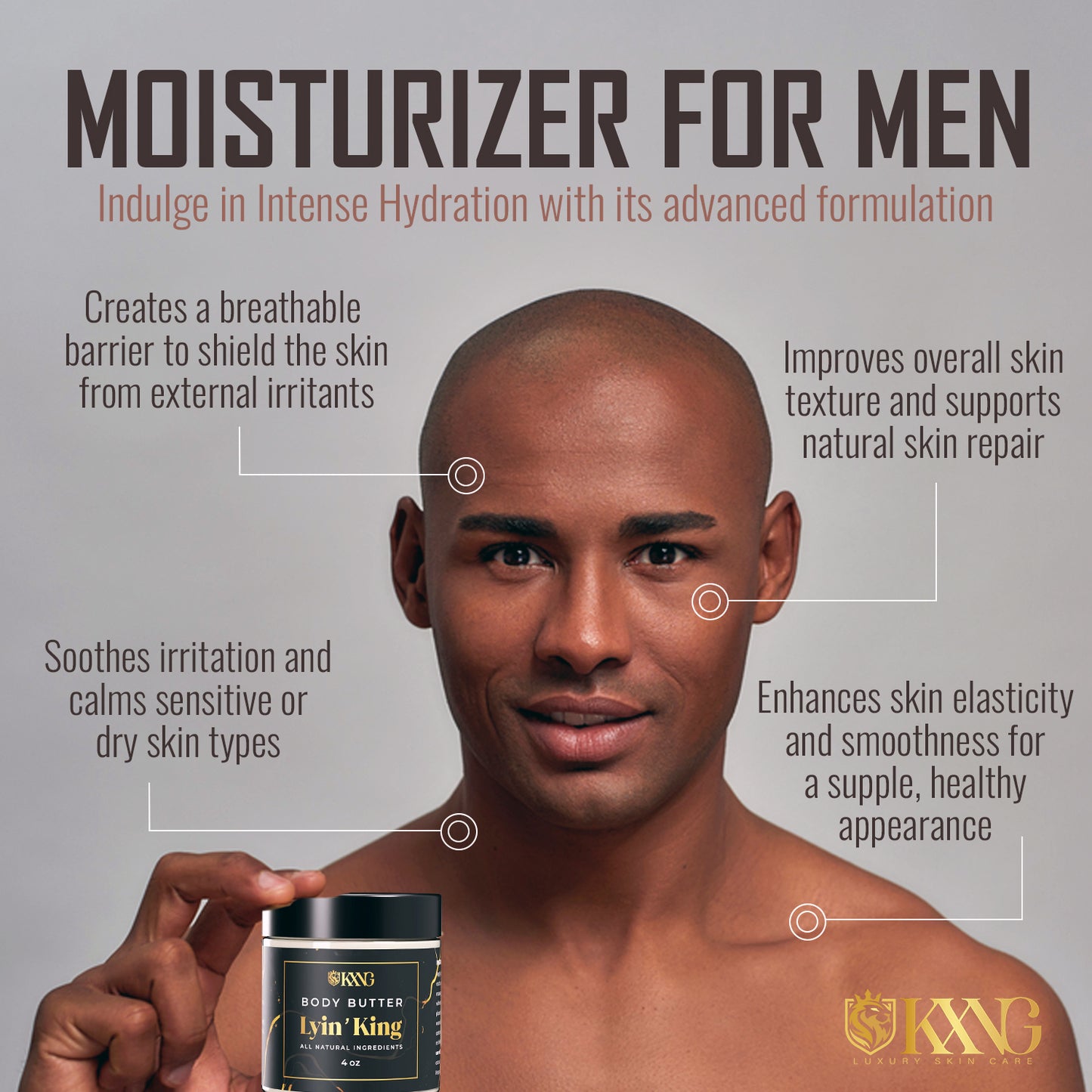 KXNG Cosmetics Body Butter - Organic Moisturizer for Men (All Skin Types)