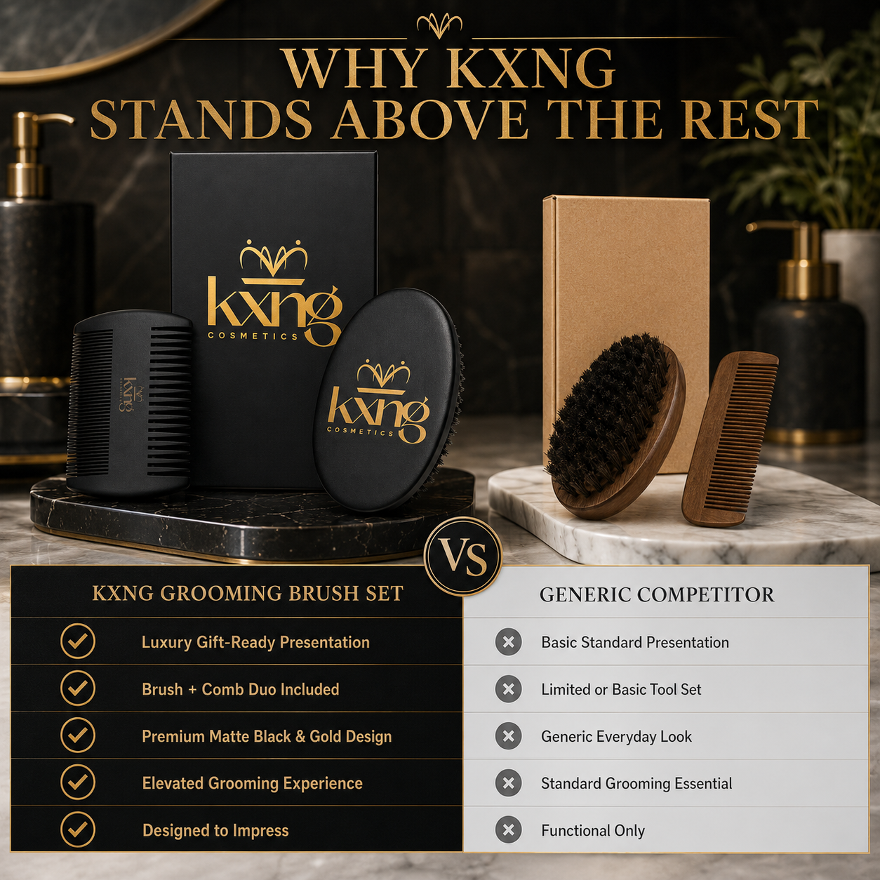 Beard Brush & Comb Set | Natural Bristle Brush + Dual-Sided Wooden Comb for Grooming, Training & Shaping