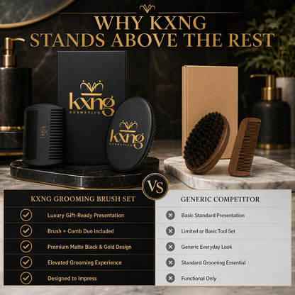 Beard Brush & Comb Set | Natural Bristle Brush + Dual-Sided Wooden Comb for Grooming, Training & Shaping