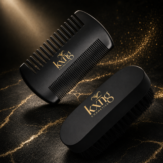 Beard Brush & Comb Set | Natural Bristle Brush + Dual-Sided Wooden Comb for Grooming, Training & Shaping