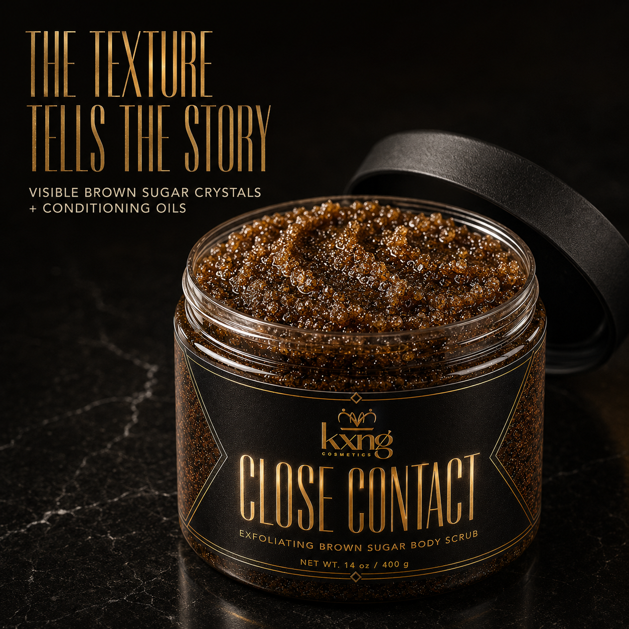 KXNG Cosmetics Close Contact — Exfoliating Brown Sugar Body Scrub