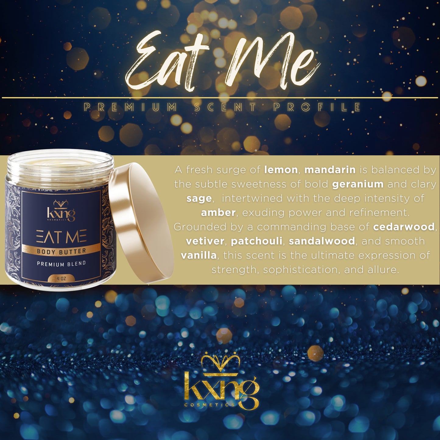 KXNG Cosmetics Body Butter - Organic Moisturizer for Men and Women (Eat Me)