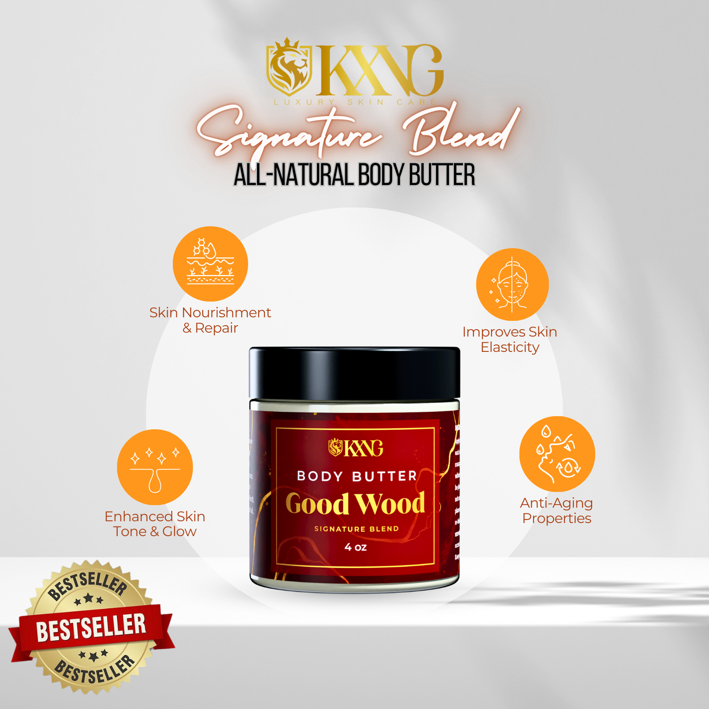 KXNG Cosmetics Body Butter - Organic Moisturizer for Men (All Skin Types)