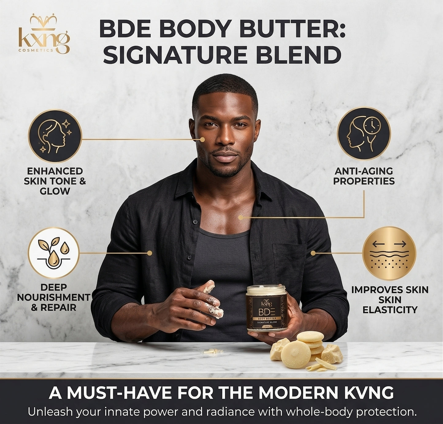BDE Body Butter for Men | Citrus Fresh Luxury Shea Moisturizer
