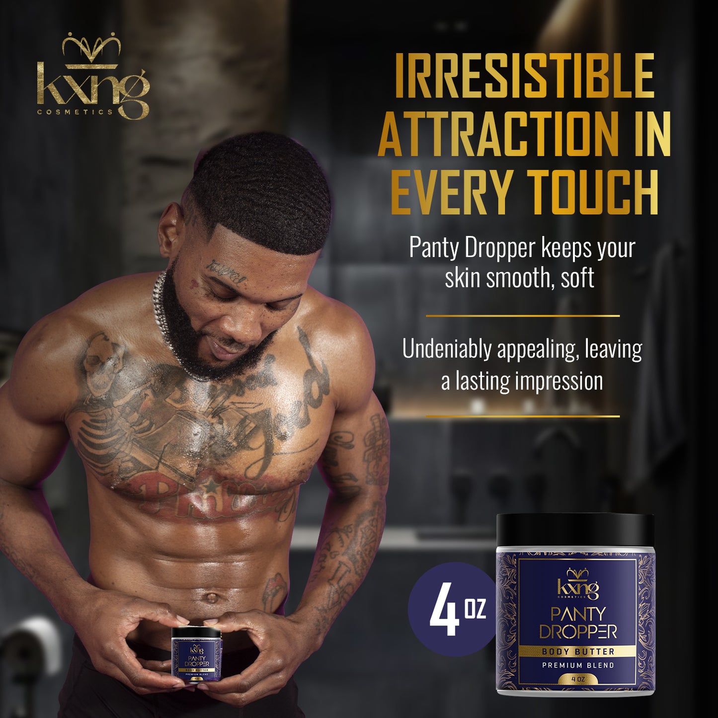 KXNG Cosmetics Body Butter - Organic Moisturizer for Men (Panty Dropper)
