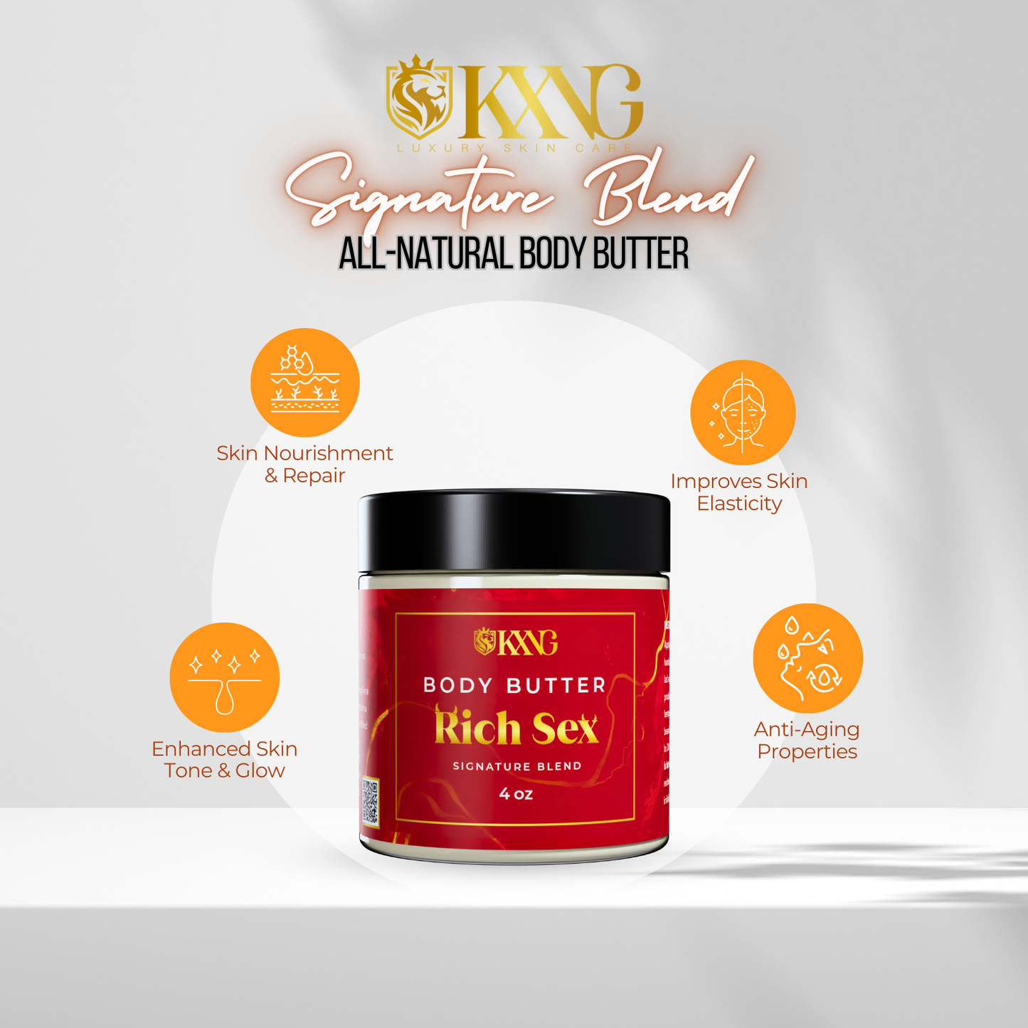 KXNG Cosmetics Body Butter - Organic Moisturizer for Men (All Skin Types)