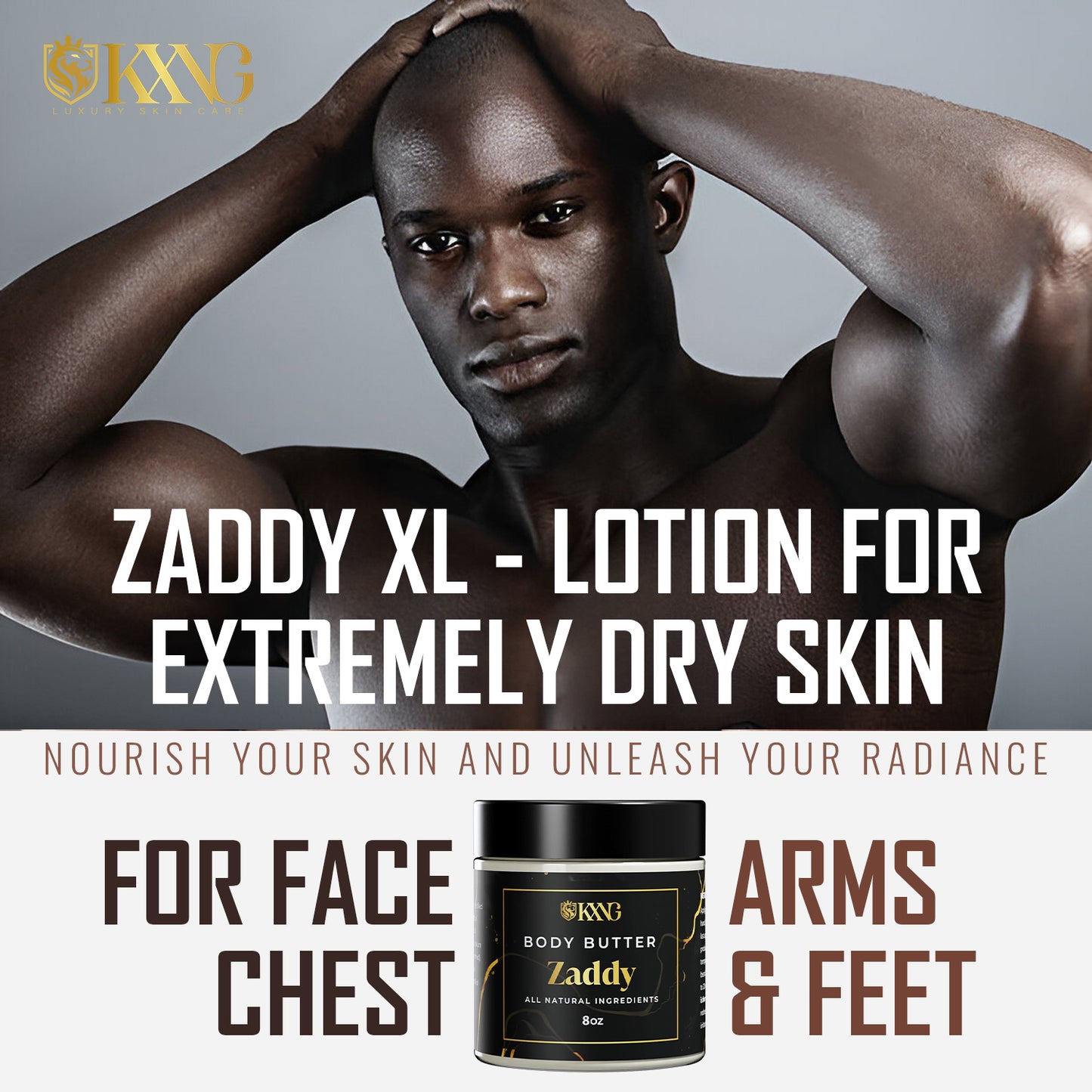 KXNG Cosmetics Body Butter - Organic Moisturizer for Men (All Skin Types)