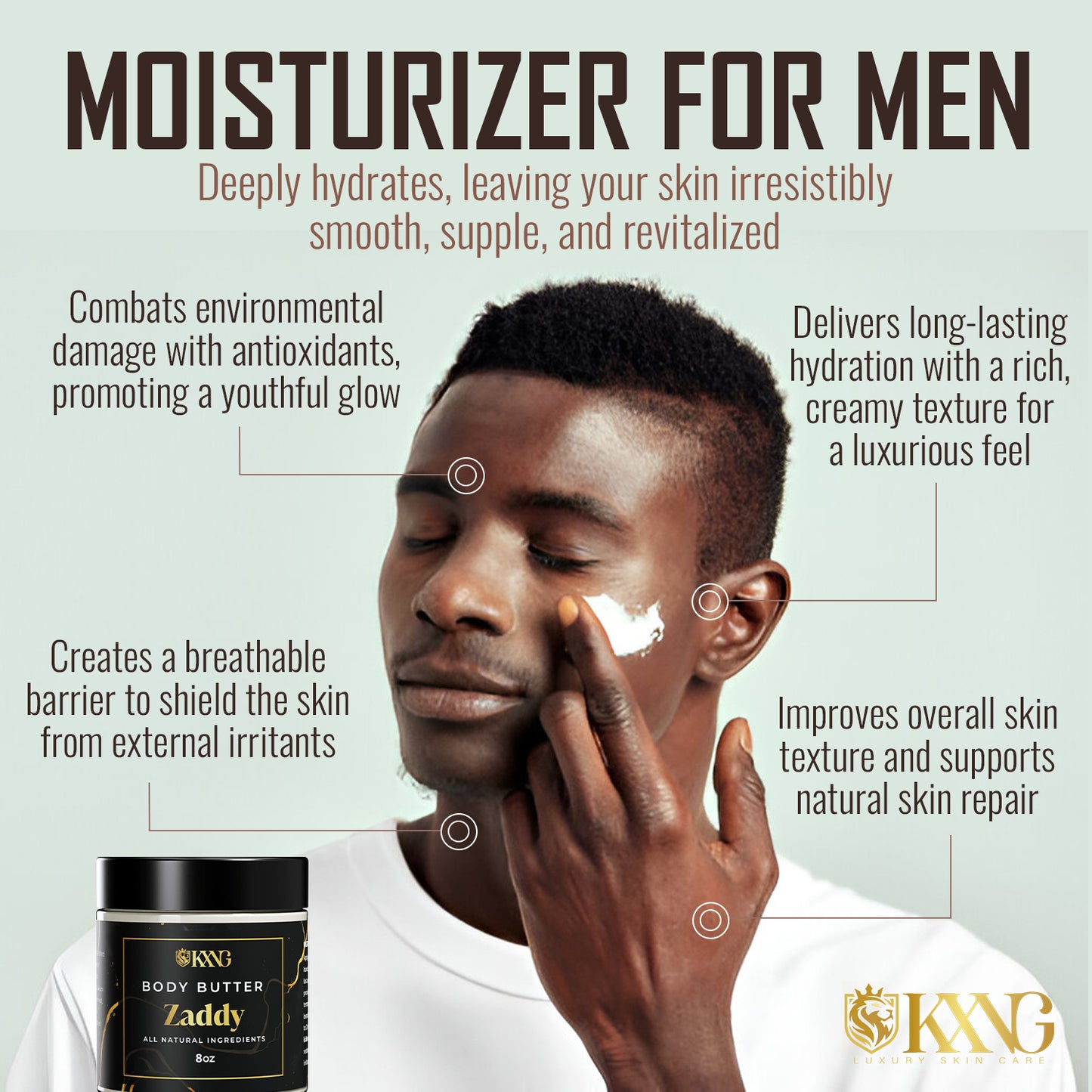 KXNG Cosmetics Body Butter - Organic Moisturizer for Men (All Skin Types)