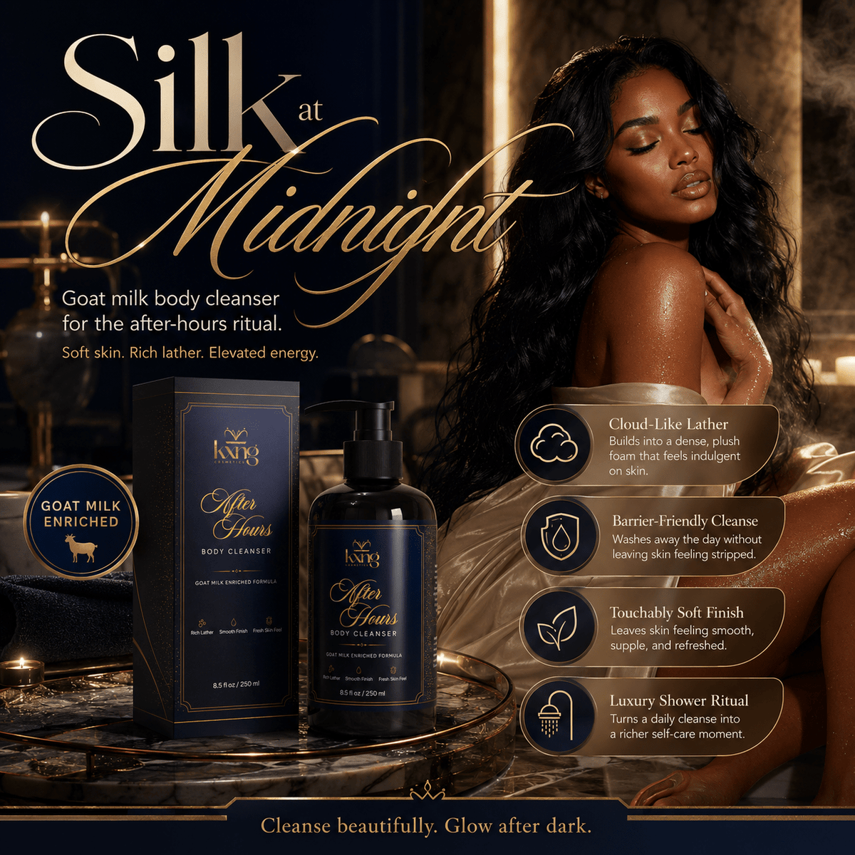 After Hours Goat Milk Body Wash — Vanilla + Cashmere Body Cleanser - KXNG Cosmetics