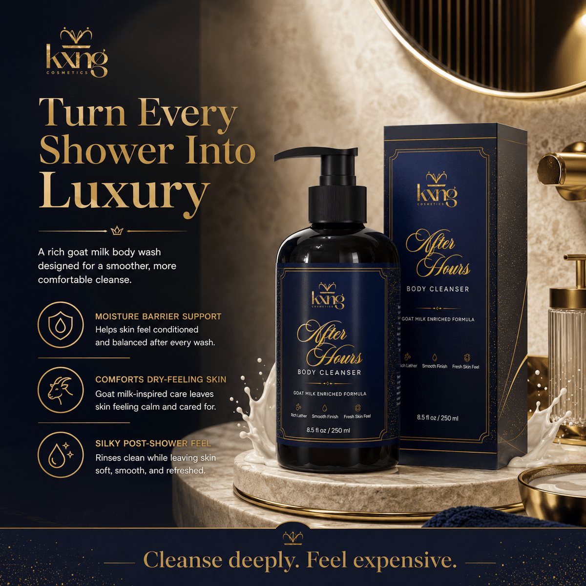After Hours Goat Milk Body Wash — Vanilla + Cashmere Body Cleanser - KXNG Cosmetics