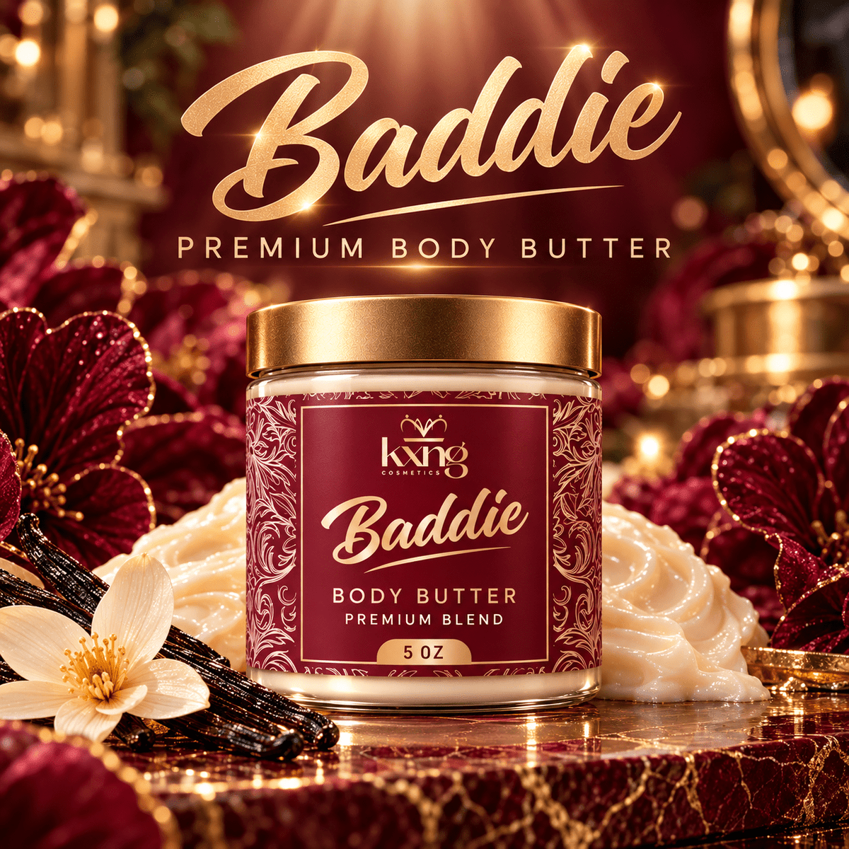 Baddie Body Butter for Women — Coconut & Vanilla-Infused Whipped Shea Moisturizer - KXNG Cosmetics