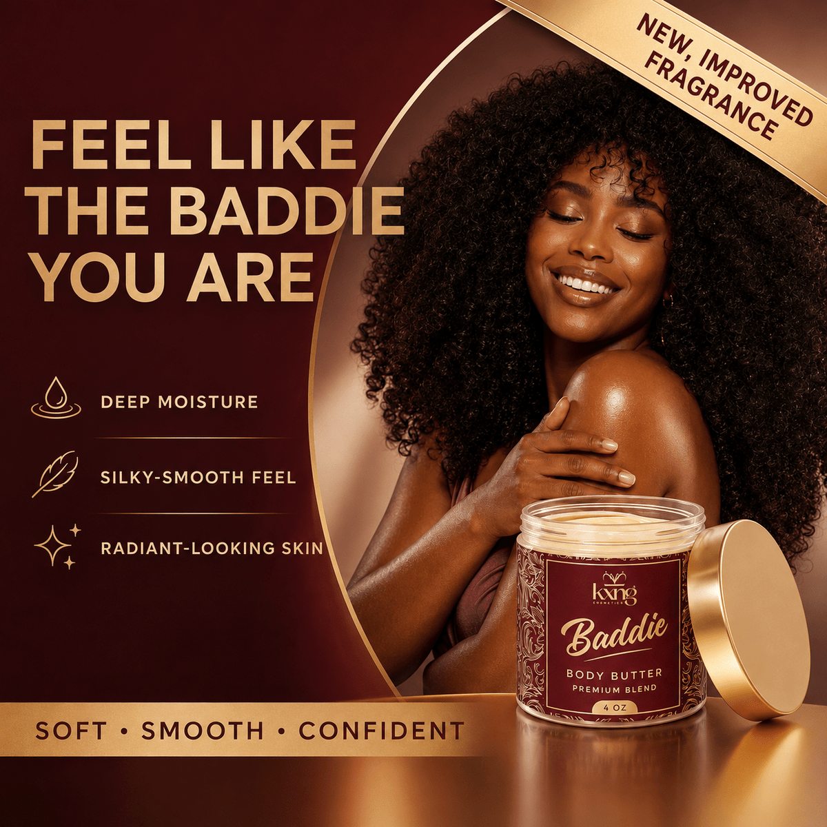 Baddie Body Butter for Women — Coconut & Vanilla-Infused Whipped Shea Moisturizer - KXNG Cosmetics