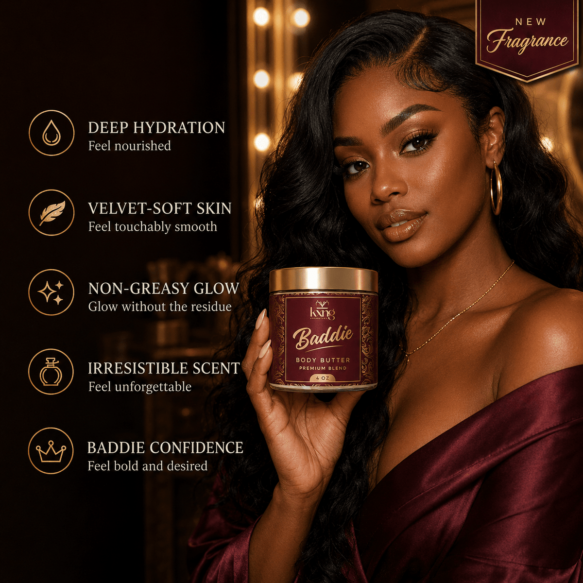 Baddie Body Butter for Women — Coconut & Vanilla-Infused Whipped Shea Moisturizer - KXNG Cosmetics