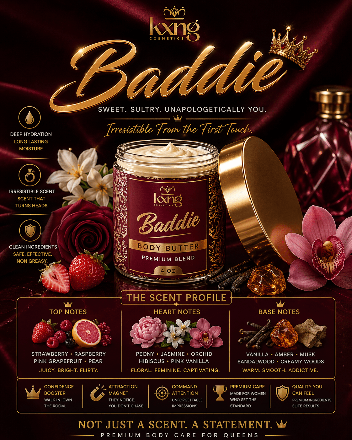 Baddie Body Butter for Women | Luxury Body Butter Moisturizer for Women - KXNG Cosmetics