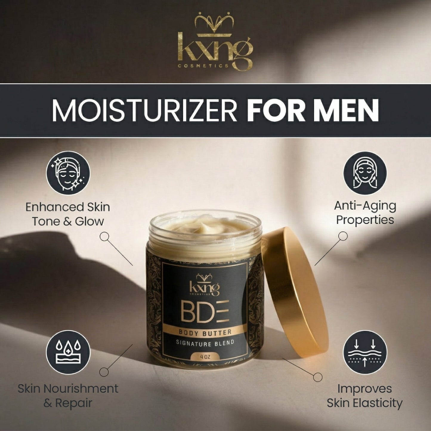 BDE Body Butter for Men | Luxury Shea Moisturizer for Men - KXNG Cosmetics