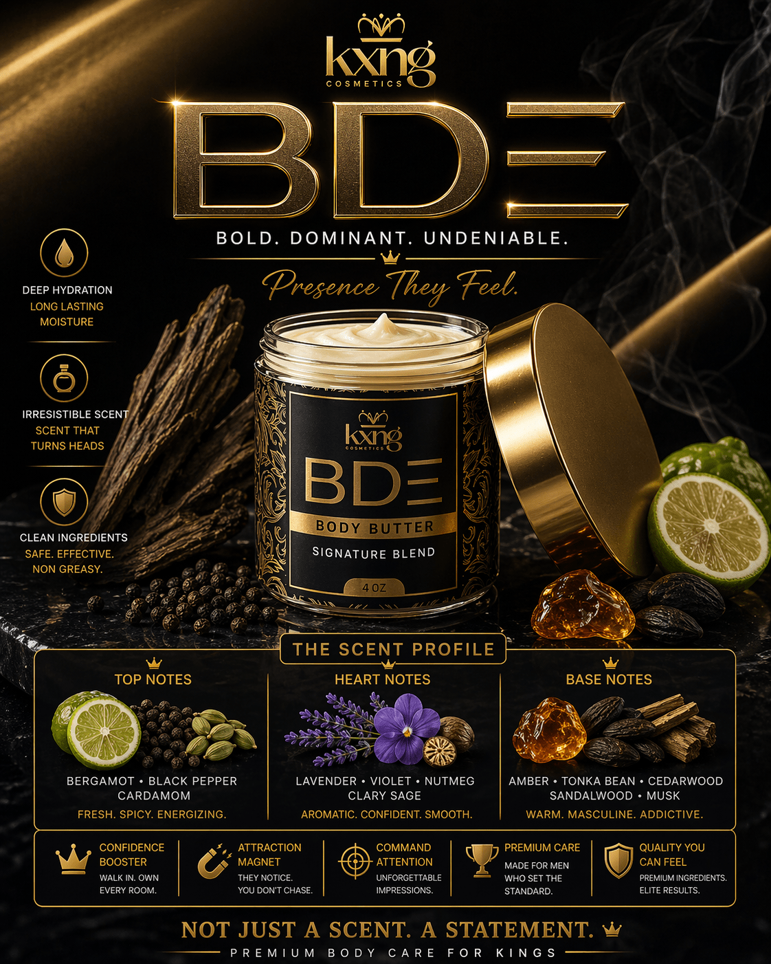 BDE Body Butter for Men | Luxury Shea Moisturizer for Men - KXNG Cosmetics