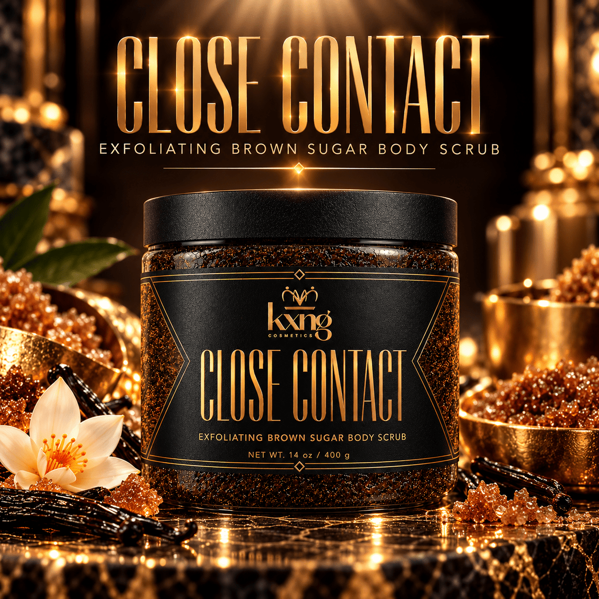 Close Contact Brown Sugar Body Scrub - Exfoliate, Smooth and Hydrate in One Step - KXNG Cosmetics