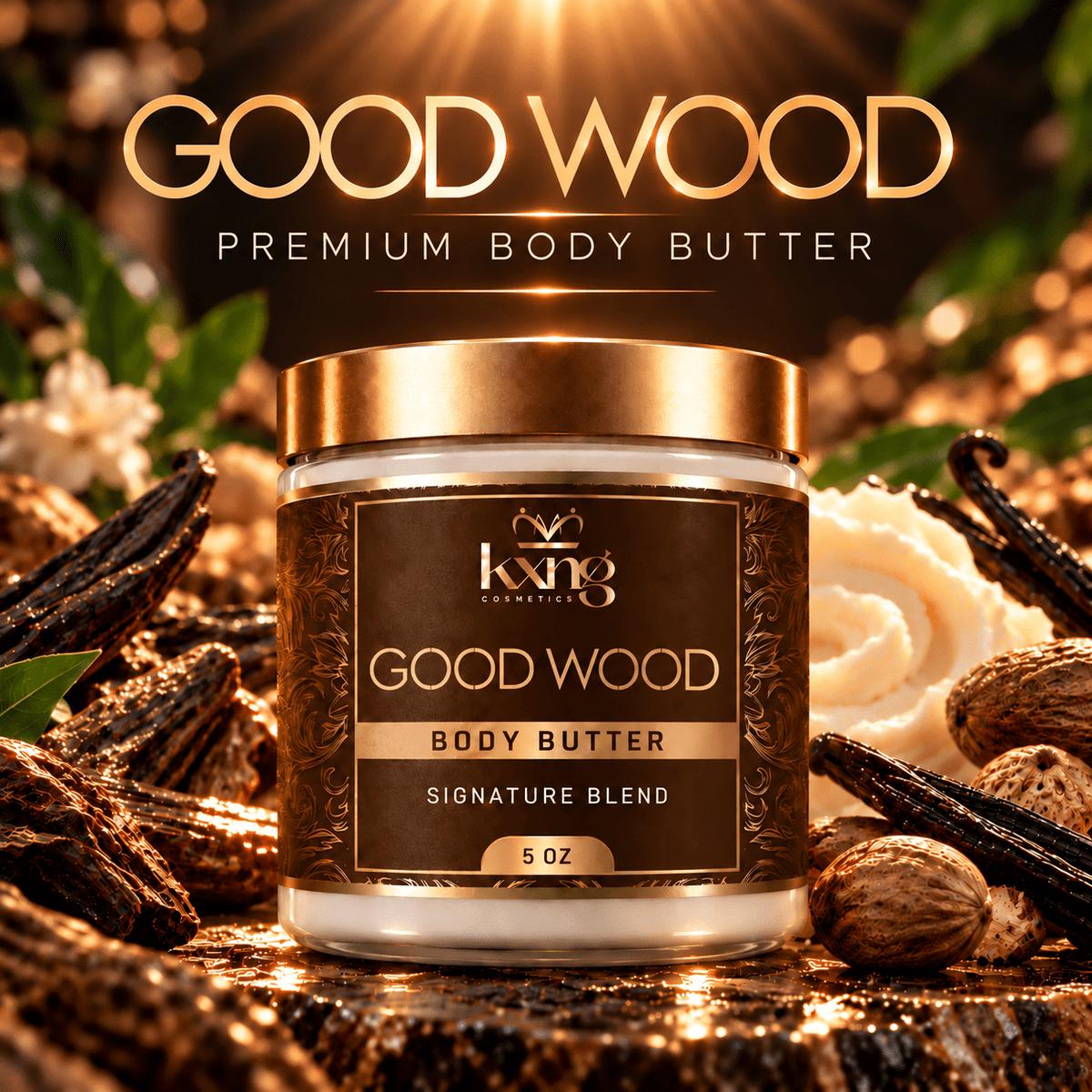 Good Wood Body Butter for Men — Earthy Whipped Shea Moisturizer with Woody Masculine Scent - KXNG Cosmetics