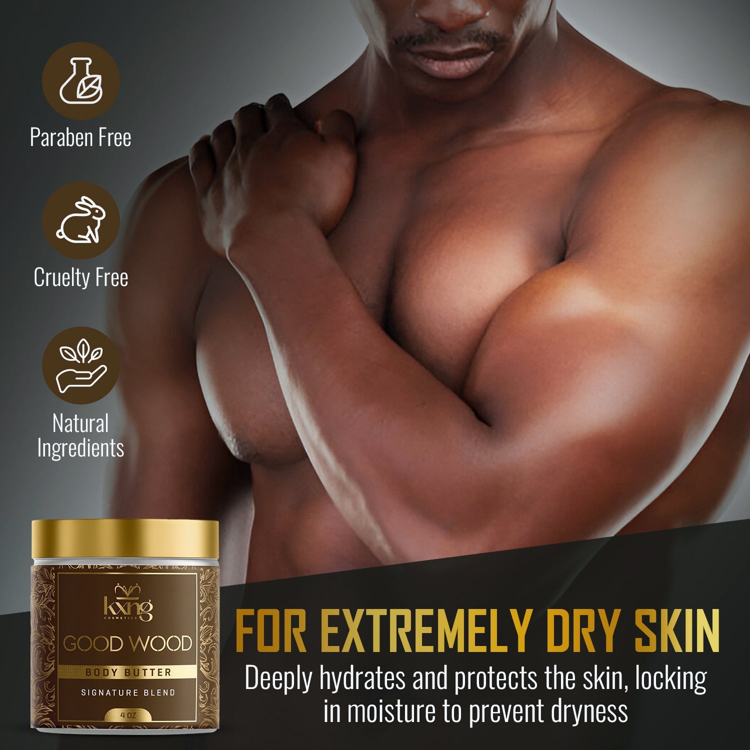 Good Wood Body Butter for Men | Luxury Body Butter Moisturizer for Men - KXNG Cosmetics