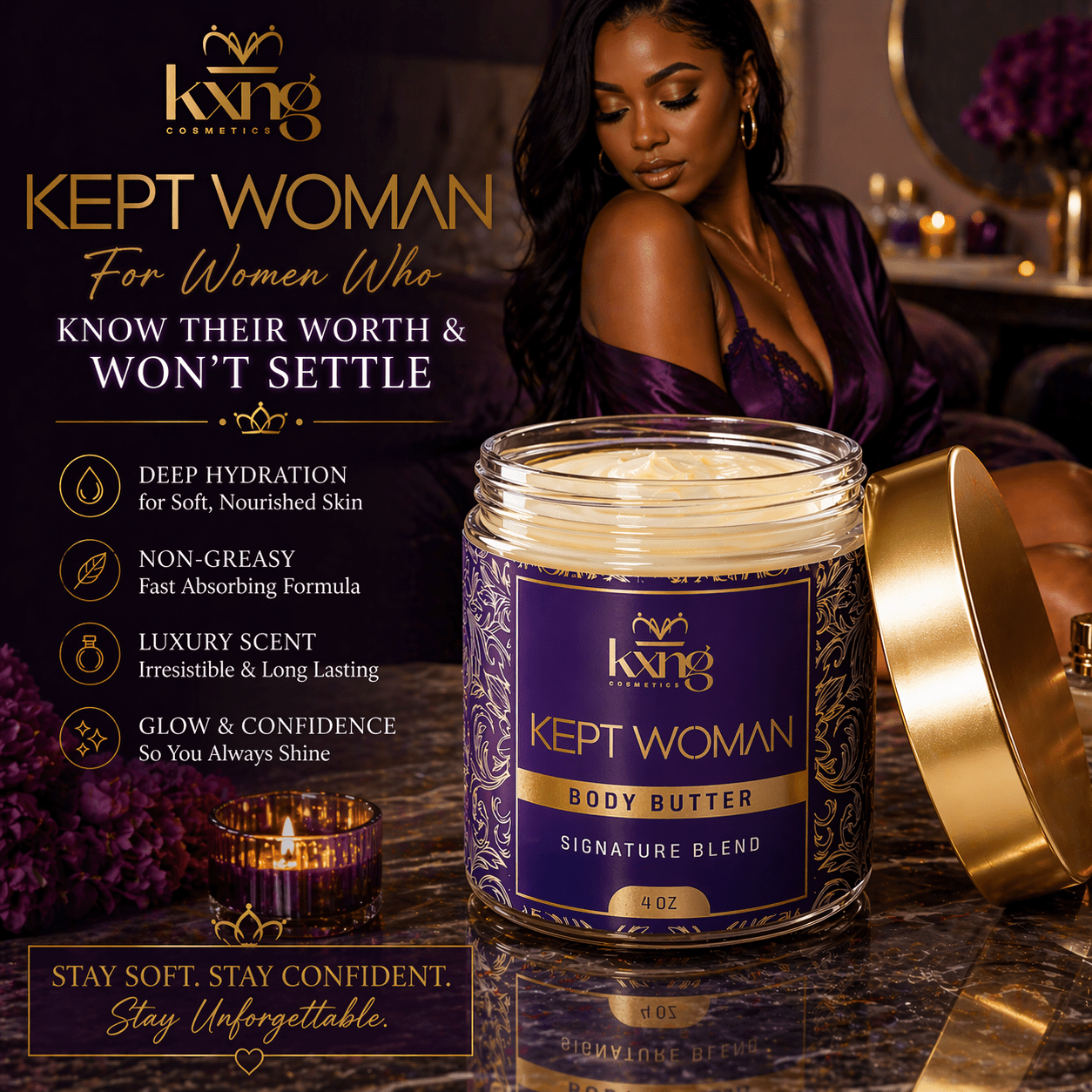 Kept Woman Body Butter for Women | Luxury Body Butter Moisturizer for Women - KXNG Cosmetics