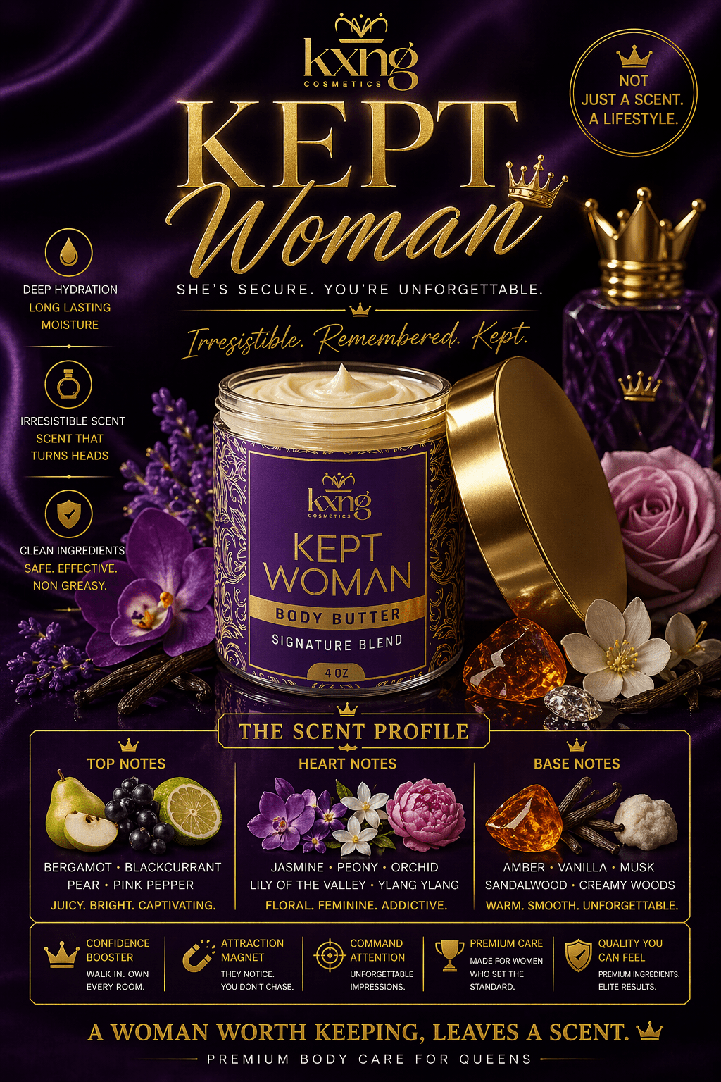 Kept Woman Body Butter for Women | Luxury Body Butter Moisturizer for Women - KXNG Cosmetics
